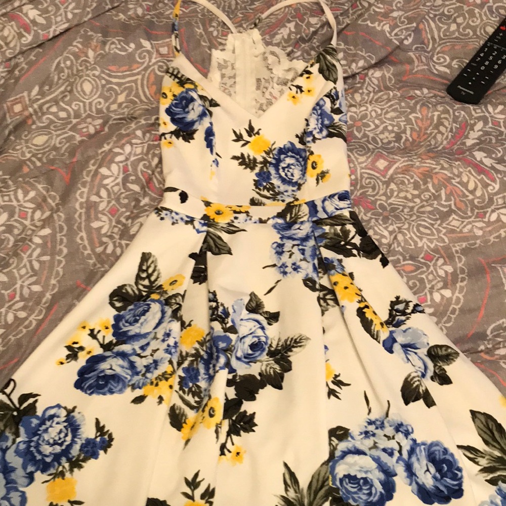 Homecoming Floral Mini White Lacy Dress